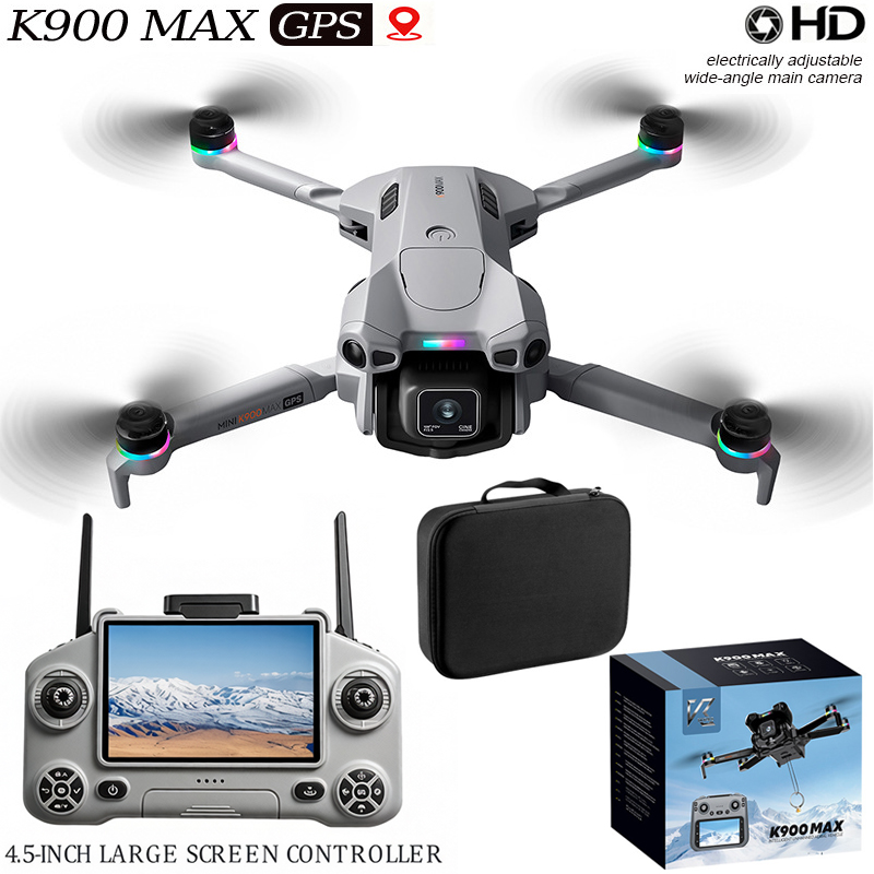 Drone Gps Mount - K900 Max Drohnen-Set mit 4,5-Zoll-Bildschirm-Fernbedienung, GPS-Rückkehrfunktion,